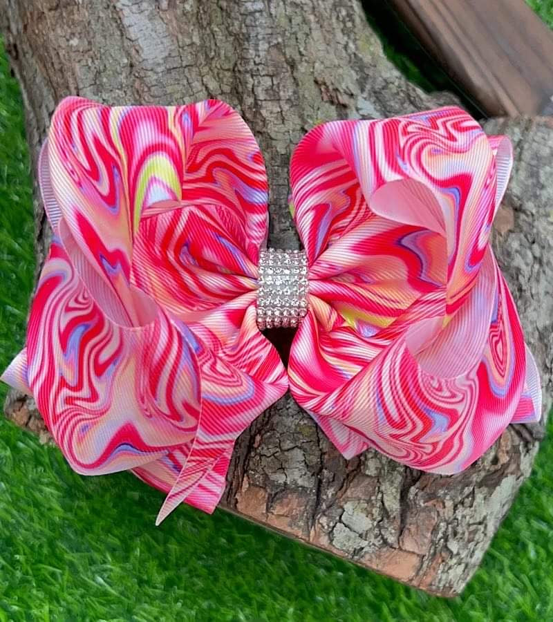 Marbled Pink Hair Bow