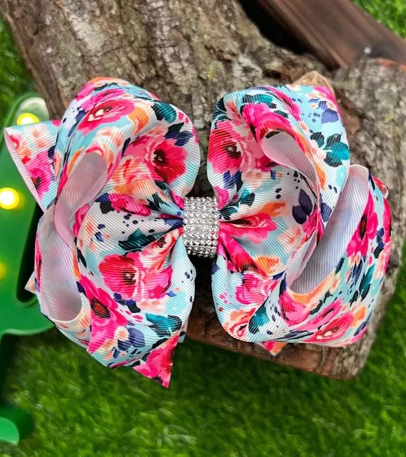 Pink Floral Hair Bow