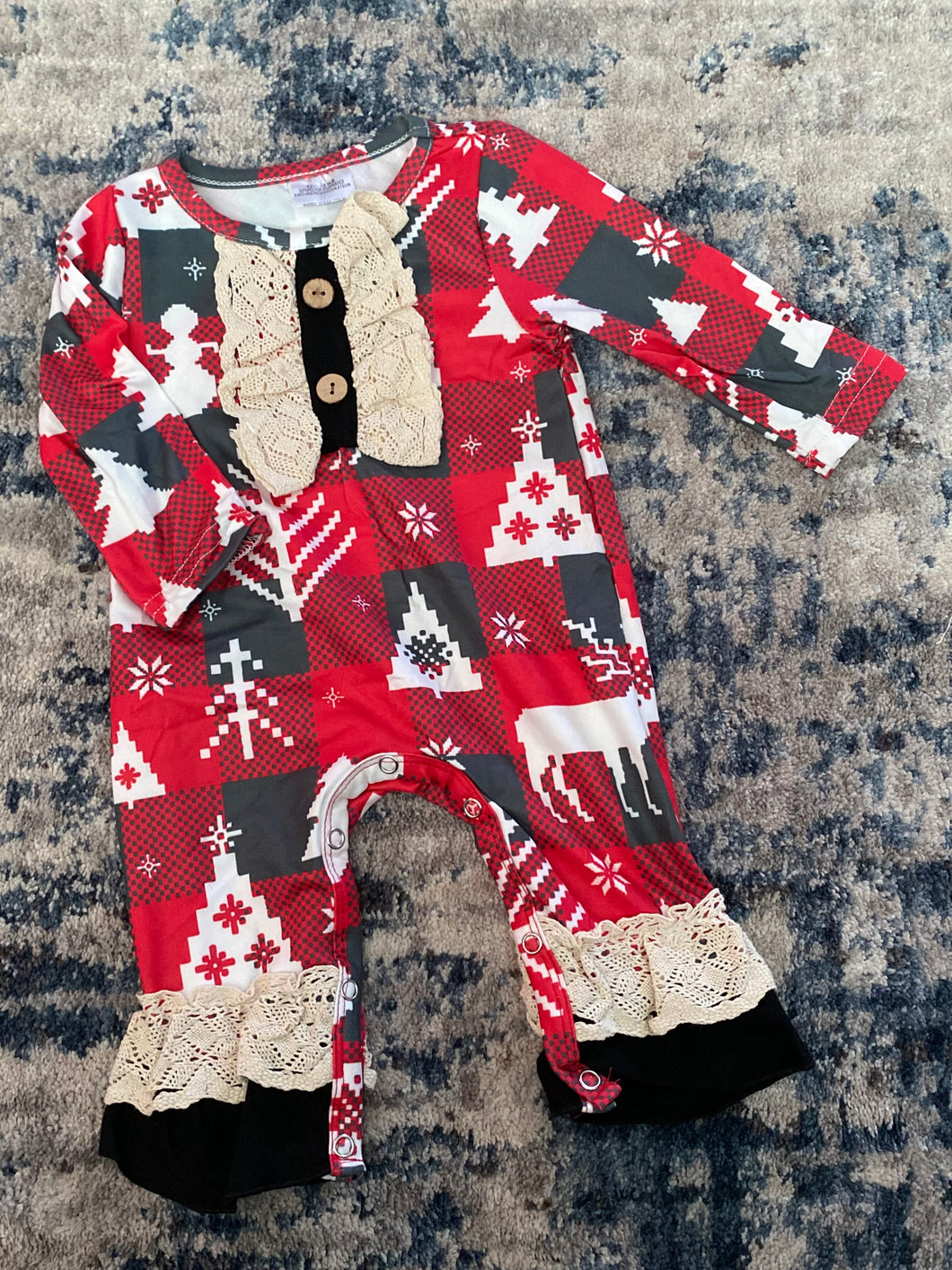 Plaid and Lace Christmas Romper